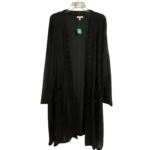 Maurices Sweaters - Maurices Black Shadow Striped Cardigan Duster - 2X